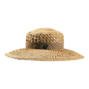 Luftiger Damen Sommerhut Cloche Straw-breeze aus Naturstroh mit Rebsband|