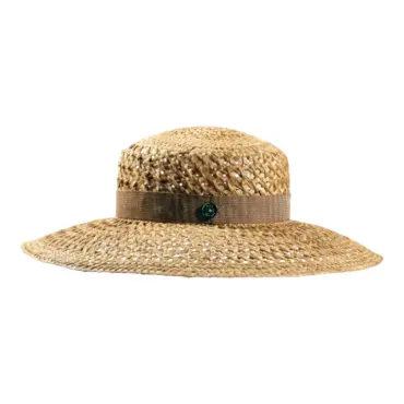 Luftiger Damen Sommerhut Cloche Straw-breeze aus Naturstroh mit Rebsband|
