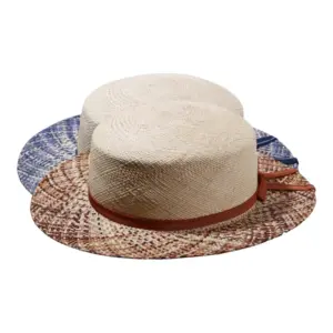 handgefertigt aus 100% Panama|Panamahut mit gesprenkeltem Rand in Braun oder Blau