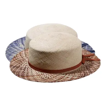 handgefertigt aus 100% Panama|Panamahut mit gesprenkeltem Rand in Braun oder Blau