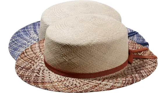 handgefertigt aus 100% Panama|Panamahut mit gesprenkeltem Rand in Braun oder Blau