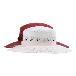 Sommerhut Cloche ventiliert aus Panamastroh in Weiß und Bordeaux|Sommerhut Cloche ventiliert aus Panamastroh in Weiß und Bordeaux|Sommerhut Cloche ventiliert aus Panamastroh in Weiß und Bordeaux|||