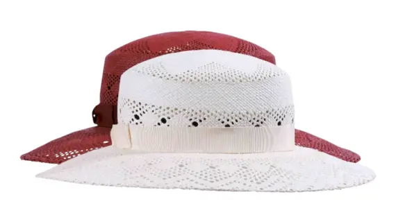 Sommerhut Cloche ventiliert aus Panamastroh in Weiß und Bordeaux|Sommerhut Cloche ventiliert aus Panamastroh in Weiß und Bordeaux|Sommerhut Cloche ventiliert aus Panamastroh in Weiß und Bordeaux|||