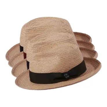 Bogart Raffia fein Natur mit Rebsband in Schwarz, Burgundrot, Marineblau und Olivegrün