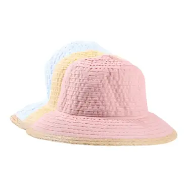 Lachs und Ciel|Damen Sommerhut Cloche aus Bänder in Ciel|Damen Sommerhut Cloche aus Bänder in Lachs|Damen Sommerhut Cloche aus Bänder in Gelb|||