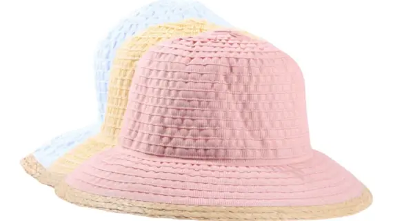 Lachs und Ciel|Damen Sommerhut Cloche aus Bänder in Ciel|Damen Sommerhut Cloche aus Bänder in Lachs|Damen Sommerhut Cloche aus Bänder in Gelb|||
