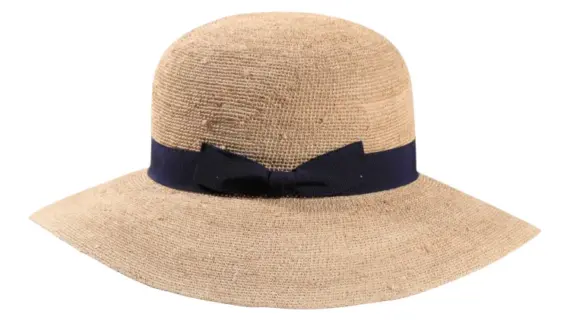 Flexibler Damen-Sommerhut aus Raffia mit marineblauer Masche|Flexibler Damen-Sommerhut aus Raffia mit marineblauer Masche||