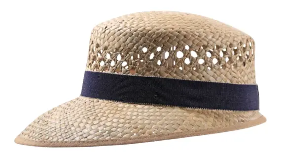 Liegestuhlhut aus Stroh mit Navy Rebsband|