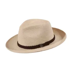 Panamahut Fedora Twisted Natur mit Lederband|||
