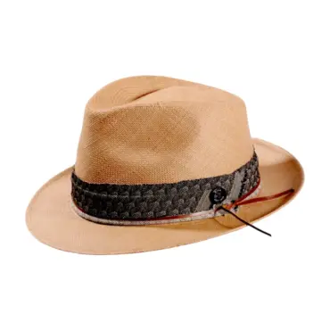 Panamahut Trilby Brisa Bohem aus Naturstroh mit Textil- und Lederband