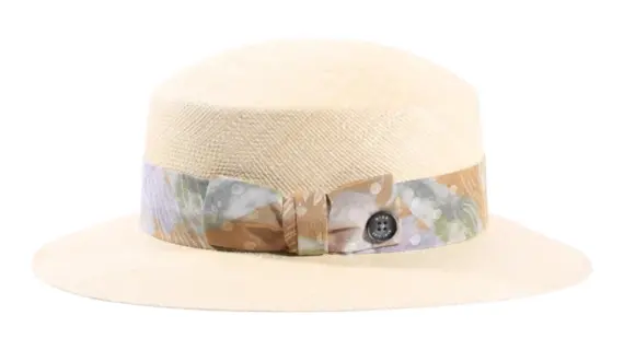 Damen Sommerhut Cloche aus Panama mit floralem Textilband|