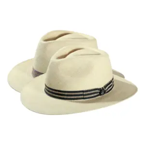 Panamahut Fedora City natur mit gestreiftem Leinenband|Panamahut Fedora City natur mit gestreiftem Leinenband|Panamahut Fedora City natur mit gestreiftem Leinenband||||||