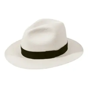 Weißer Fedora Panamahut Brisa #6 mit schwarzem Hutband|