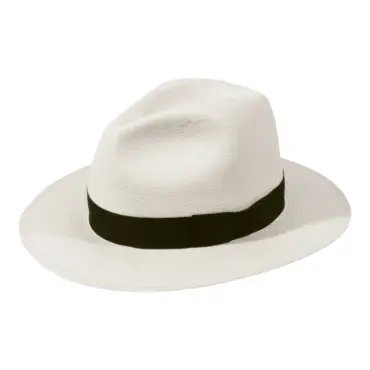 Weißer Fedora Panamahut Brisa #6 mit schwarzem Hutband|