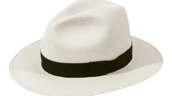 Weißer Fedora Panamahut Brisa #6 mit schwarzem Hutband|
