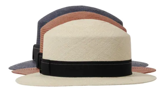 Camel und Navy mit marinefarbenem Rebsband|Damencloche aus Panamastroh in Natur