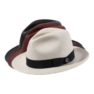 Schwarz mit Hutband aus Rebs|Panamahut Fedora Youth Brisa natur Braun