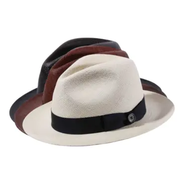 Schwarz mit Hutband aus Rebs|Panamahut Fedora Youth Brisa natur Braun