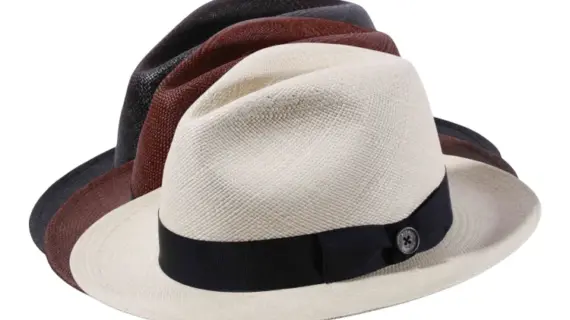 Schwarz mit Hutband aus Rebs|Panamahut Fedora Youth Brisa natur Braun