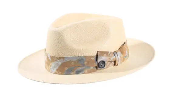 Fedora Floral Panama Natur mit floralem Textilhutband
