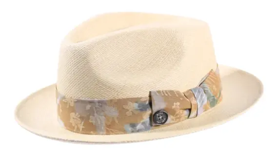 Fedora Floral Panama Natur mit floralem Textilhutband