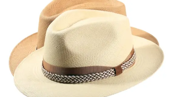 Panamahut Fedora naturfarben mit Ledergeflecht|Panamahut Fedora naturfarben mit Ledergeflecht|Panamahut Fedora naturfarben mit Ledergeflecht|||