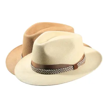Fedora Panama Leather-Braid Natur oder Nougat mit Ledergeflecht