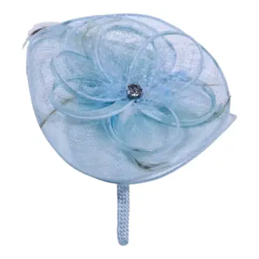 Altrosa und Himmelblau aus 100% Sisal.|Fascinator Blume mit Reif in Weiß