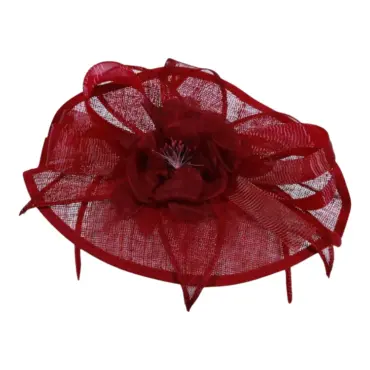 Fascinator mit Masche aus Sisal in Rubin.