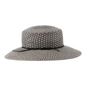 Panamahut Cloche mit Rhomboid-Muster in Schwarz-Weiß|