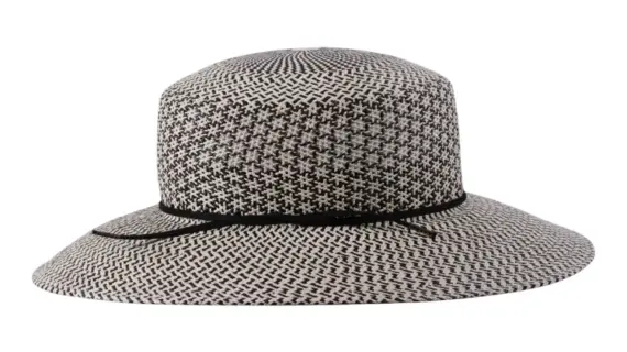 Panamahut Cloche mit Rhomboid-Muster in Schwarz-Weiß|