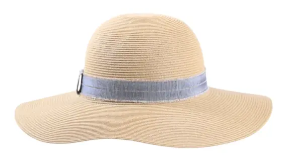 Damen Sommerhut Cloche Fino in Mittelbeige mit Leinenband in Jeansblau.|