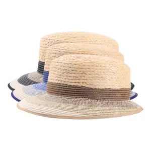 Beige und Jeans|Sommerhut Liegestuhlhut Multicolor mit Streifendesign in Schwarz