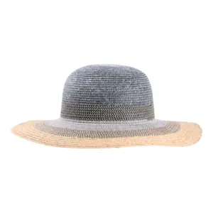 Damen Sommerhut Cloche Multicolor aus Papier und Raffia mit natürlicher Krempe.