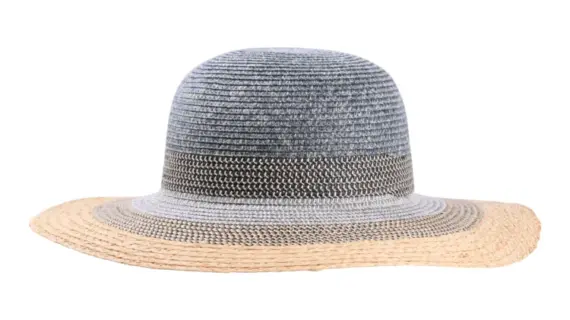 Damen Sommerhut Cloche Multicolor aus Papier und Raffia mit natürlicher Krempe.