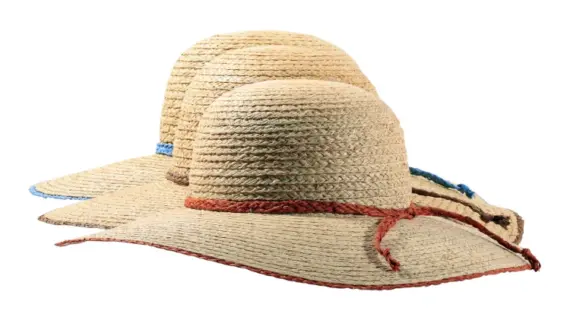 Rost und Royalblau.|Damen Sommerhut aus 100% Raffia mit geflochtenem Hutband in Royalblau|Damen Sommerhut aus 100% Raffia mit geflochtenem Hutband in Rost|Damen Sommerhut aus 100% Raffia mit geflochtenem Hutband in Mittelbraun||||