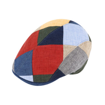 Flatcap Leinen buntes Patchwork – hochwertige Kopfbedeckung von Fiebig bei Hut Factory Schweiz