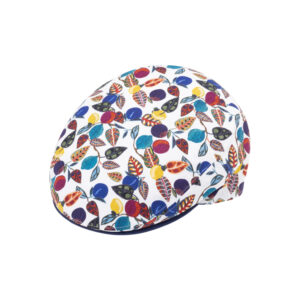 Flatcap buntes Obst-Muster Schild uni – hochwertige Kopfbedeckung von Fiebig bei Hut Factory Schweiz