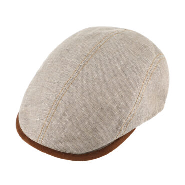 Flatcap Leinen melange mit Kontrastnähten UV-Schutz – hochwertige Kopfbedeckung von Fiebig bei Hut Factory Schweiz