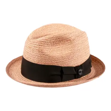 Strohhut Player 20er-Jahre-Stil aus Raffia mit breiten Rebsband