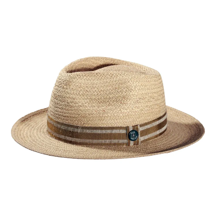 Strohhut Fedora Bogart Raffia/Leinen – Bild 6