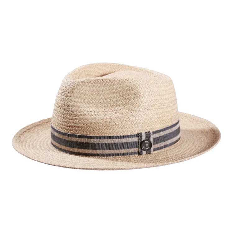 Strohhut Fedora Bogart Raffia/Leinen – Bild 8