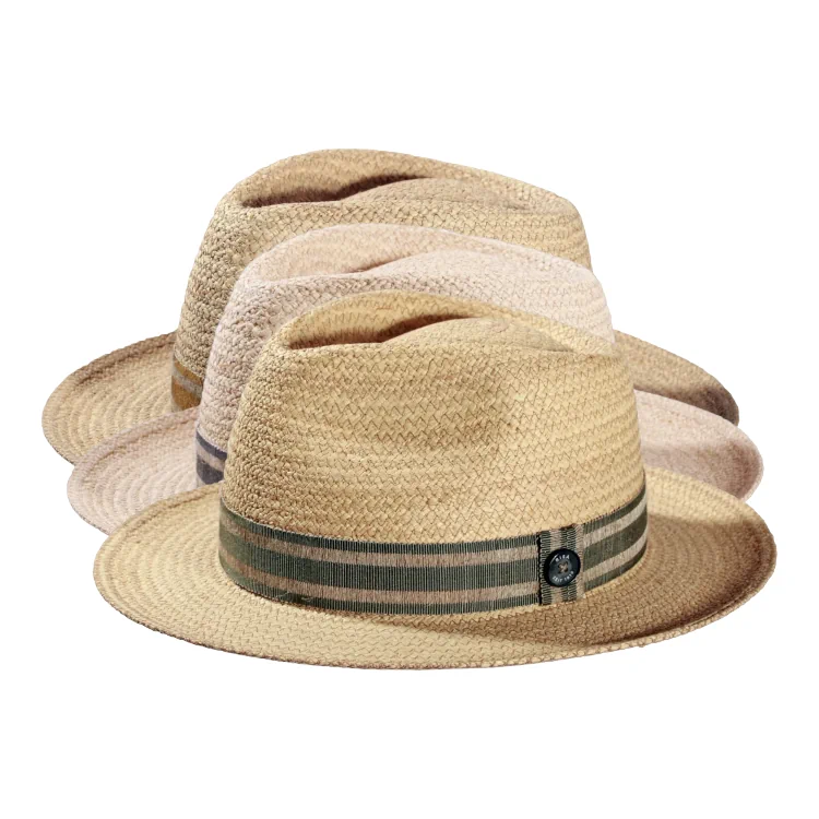 Strohhut Fedora Bogart Raffia/Leinen – Bild 5