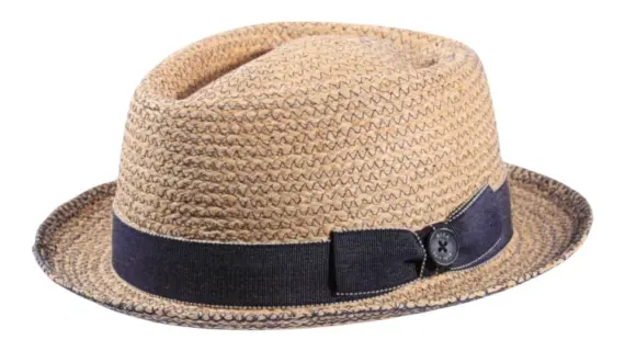 Raffia Sommerhut in Diamantform mit jeansblauem Hutband|||