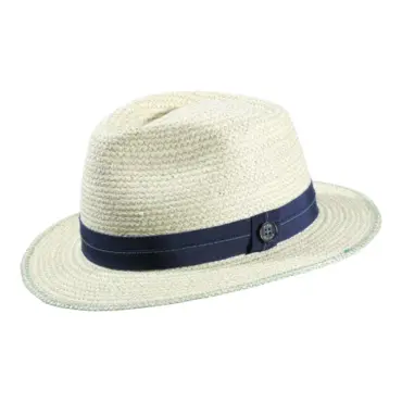 Fedora Sommerhut aus Raffia in Nougat mit Senfband