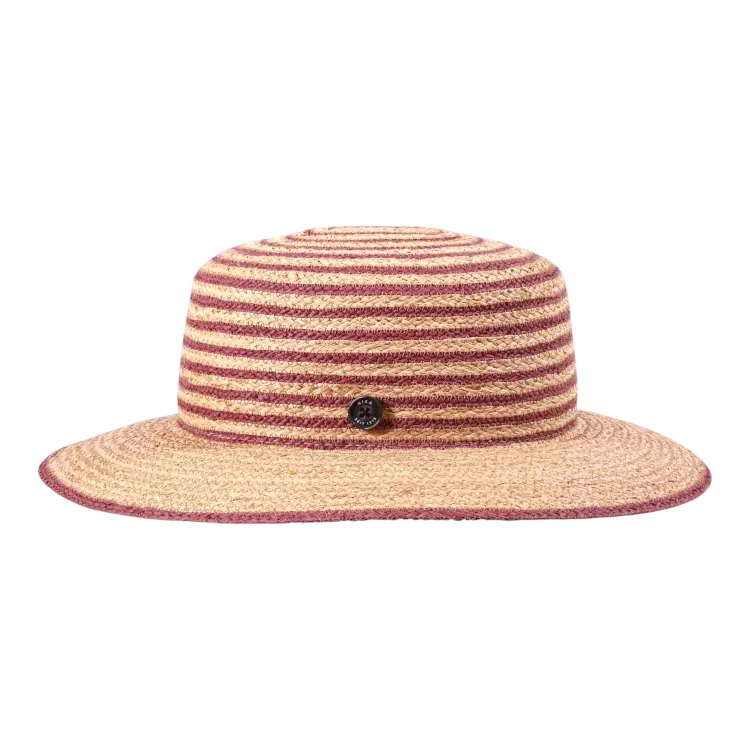 Damenhut Cloche aus Raffia mit zweifarbigen Streifen