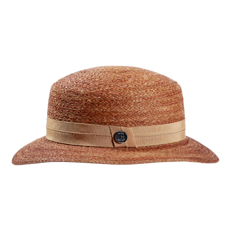 Damen Sommerhut aus Raffia in Cloche-Form mit Groisgrain-Garnitur