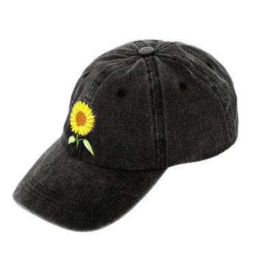 Baseballcap gewaschene Baumwolle Stickerei Sonnenblume UV-Schutz – hochwertige Kopfbedeckung von Fiebig bei Hut Factory Schweiz