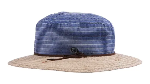 Sommerhut Cloche faltbar aus Raffia in Natur/Marine mit Kordel|Sommerhut Cloche faltbar aus Raffia in Natur/Marine mit Kordel|