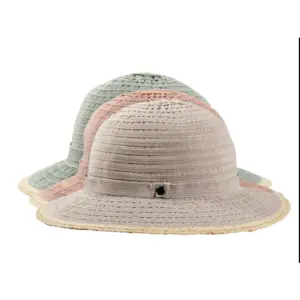 Orange und Hellgrün|Cloche Bändelhut rollbar aus Raffia und Polyester in Hellbeige|Cloche Bändelhut rollbar aus Raffia und Polyester in Orange|Cloche Bändelhut rollbar aus Raffia und Polyester in Hellgrün